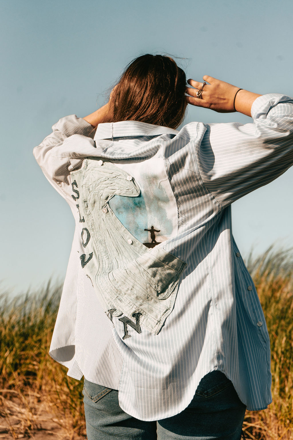 Slow Down V.1 Mixed Media Upcycled Shirt