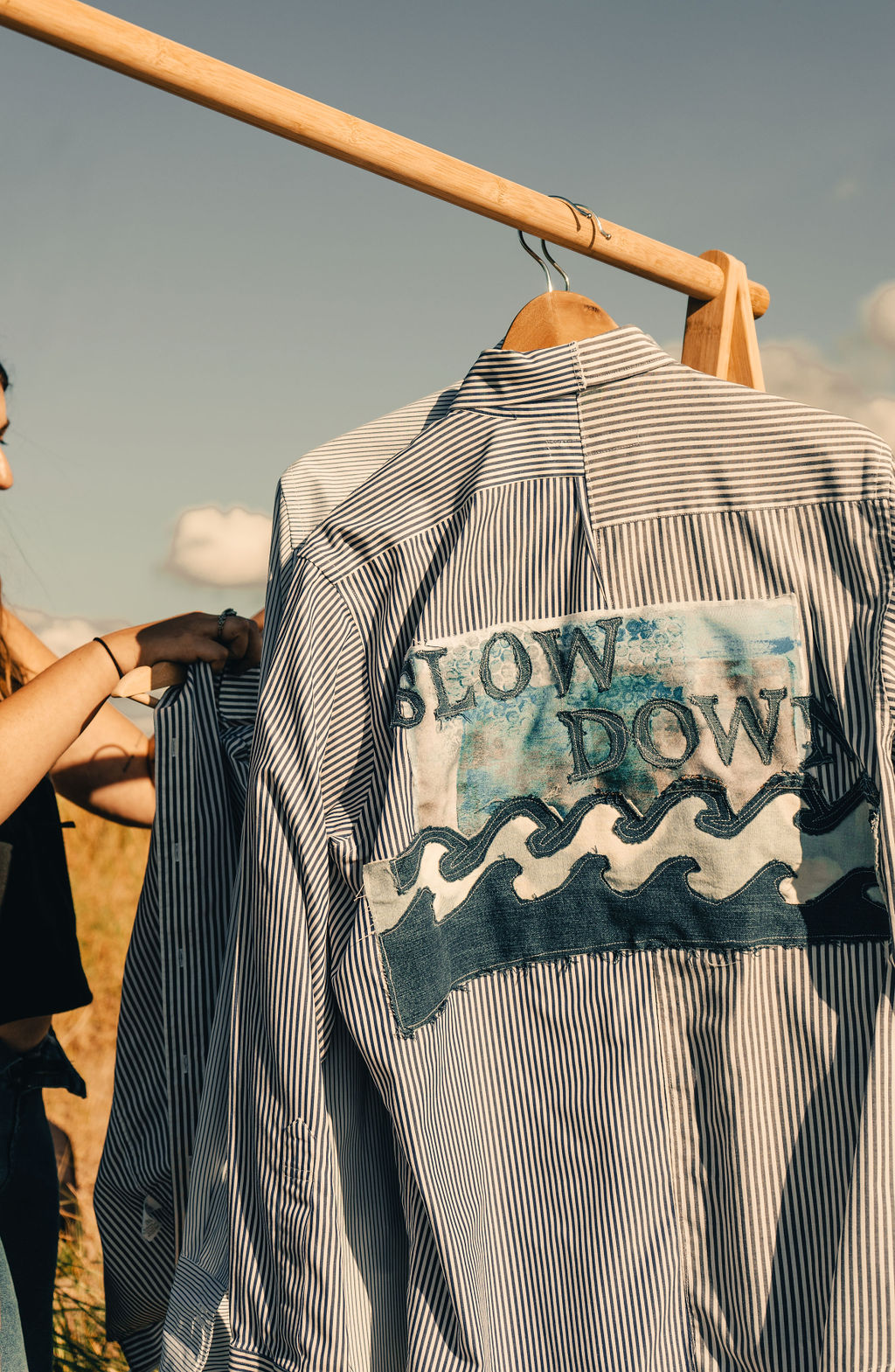 Slow Down V.3 Mixed Media Upcycled Shirt