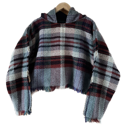 Reworked Wool Blanket Hoodie with Cotton Scarf Lining