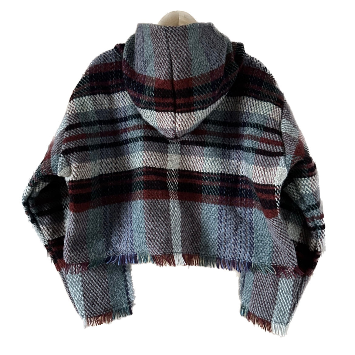 Reworked Wool Blanket Hoodie with Cotton Scarf Lining